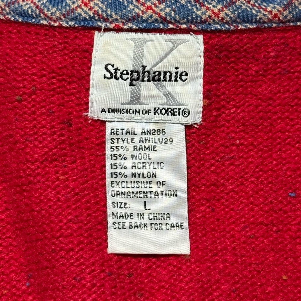 Vintage Stephanie K Embroidered Folk Art Sweater Vest Floral Red Large Cottage - Picture 6 of 6